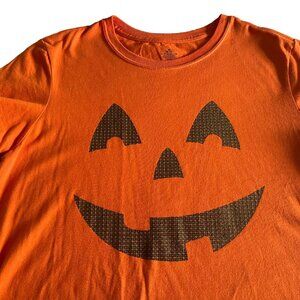 Halloween Pumpkin Face Orange T Shirt Womens Size M 8/10 Jack O Lantern Costume